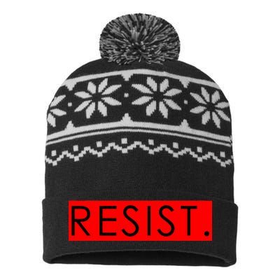 Resist Campaign Red Box Logo Anti-Trump USA-Made Snowflake Beanie