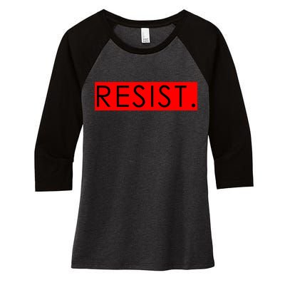 Resist Campaign Red Box Logo Anti-Trump Women's Tri-Blend 3/4-Sleeve Raglan Shirt