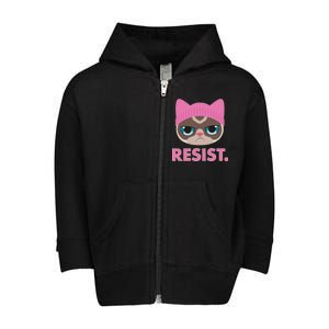 Resist Cat  Toddler Zip Fleece Hoodie