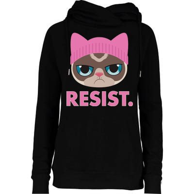 Resist Cat  Womens Funnel Neck Pullover Hood