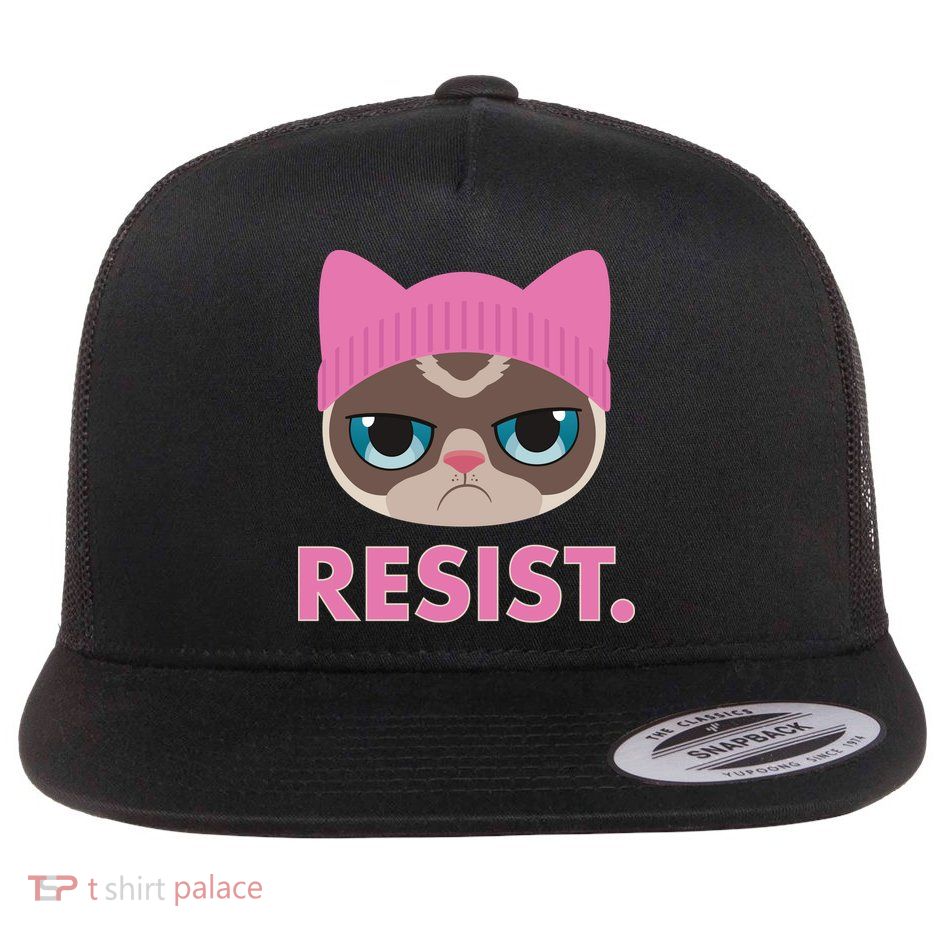 Resist Cat  Flat Bill Trucker Hat
