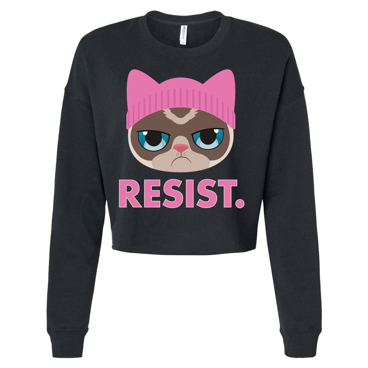 Resist Cat  Cropped Pullover Crew
