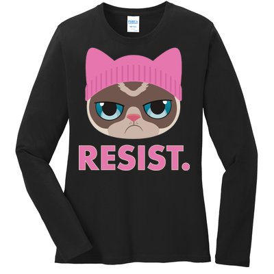 Resist Cat  Ladies Long Sleeve Shirt