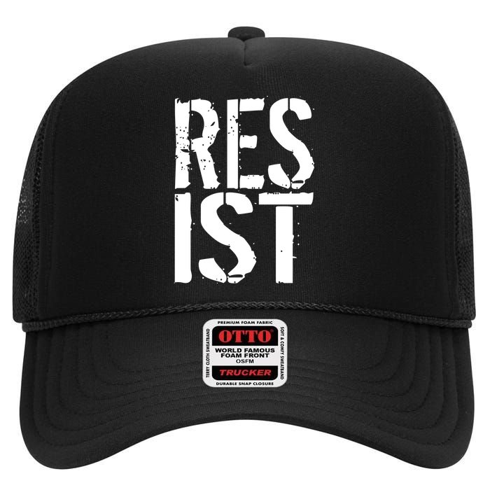 Resist Distressed High Crown Mesh Back Trucker Hat