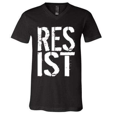 Resist Distressed V-Neck T-Shirt