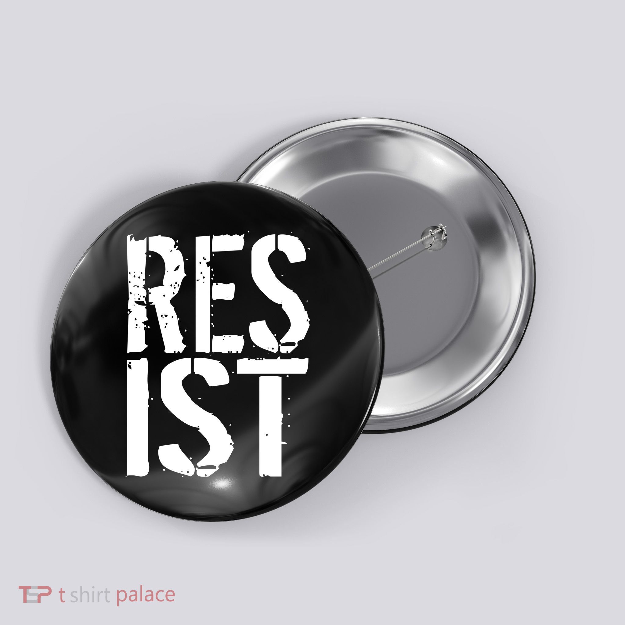Resist Distressed Button