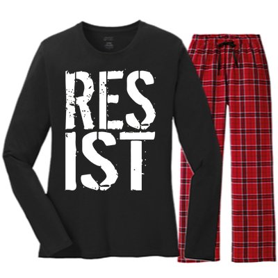 Resist Distressed Women's Long Sleeve Flannel Pajama Set 