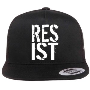 Resist Distressed Flat Bill Trucker Hat