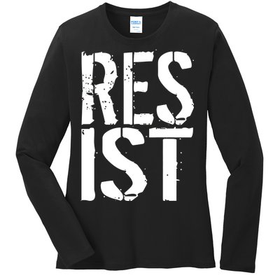 Resist Distressed Ladies Long Sleeve Shirt