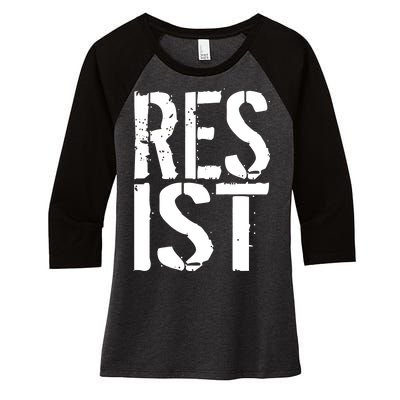 Resist Distressed Women's Tri-Blend 3/4-Sleeve Raglan Shirt