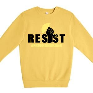 Resist Fight For Hong Kong Yellow Umbrella Movement Premium Crewneck Sweatshirt