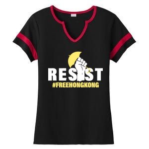 Resist Fight For Hong Kong Yellow Umbrella Movement Ladies Halftime Notch Neck Tee