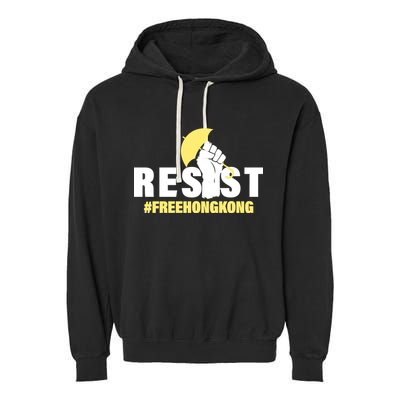 Resist Fight For Hong Kong Yellow Umbrella Movement Garment-Dyed Fleece Hoodie