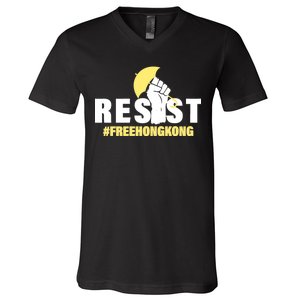 Resist Fight For Hong Kong Yellow Umbrella Movement V-Neck T-Shirt