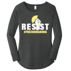 Resist Fight For Hong Kong Yellow Umbrella Movement Women's Perfect Tri Tunic Long Sleeve Shirt