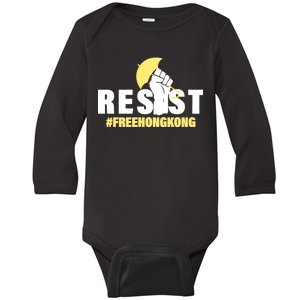 Resist Fight For Hong Kong Yellow Umbrella Movement Baby Long Sleeve Bodysuit