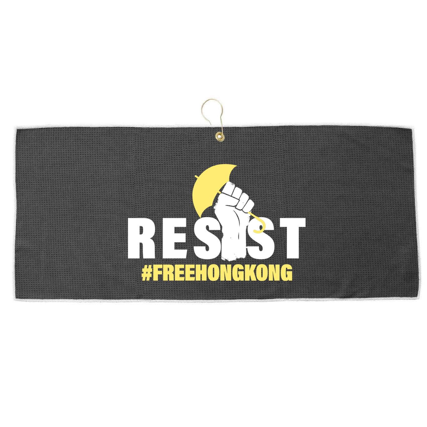Resist Fight For Hong Kong Yellow Umbrella Movement Large Microfiber Waffle Golf Towel