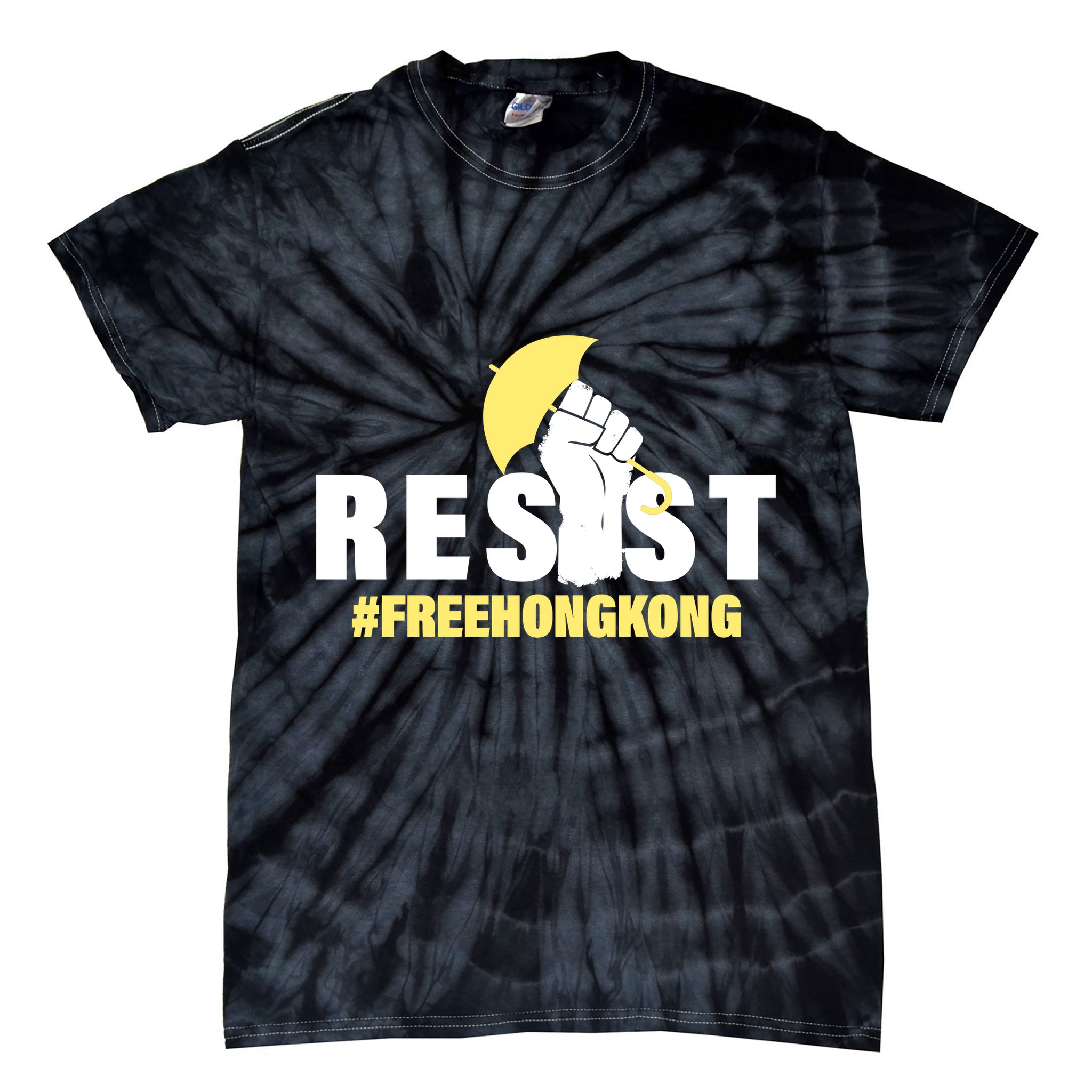 Resist Fight For Hong Kong Yellow Umbrella Movement Tie-Dye T-Shirt