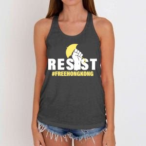 Resist Fight For Hong Kong Yellow Umbrella Movement Women's Knotted Racerback Tank