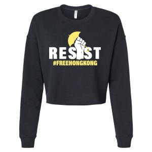 Resist Fight For Hong Kong Yellow Umbrella Movement Cropped Pullover Crew