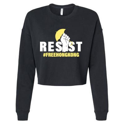 Resist Fight For Hong Kong Yellow Umbrella Movement Cropped Pullover Crew