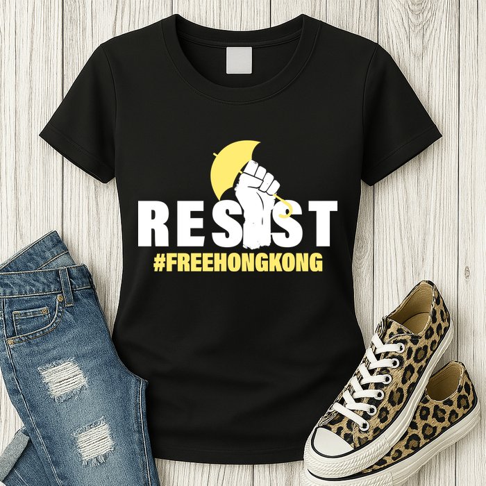 Resist Fight For Hong Kong Yellow Umbrella Movement Womens T-Shirt