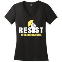 Resist Fight For Hong Kong Yellow Umbrella Movement Women's V-Neck T-Shirt