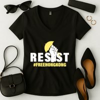 Resist Fight For Hong Kong Yellow Umbrella Movement Women's V-Neck T-Shirt