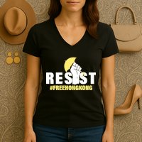 Resist Fight For Hong Kong Yellow Umbrella Movement Women's V-Neck T-Shirt