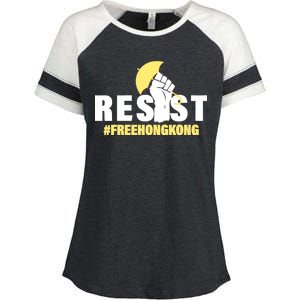 Resist Fight For Hong Kong Yellow Umbrella Movement Enza Ladies Jersey Colorblock Tee