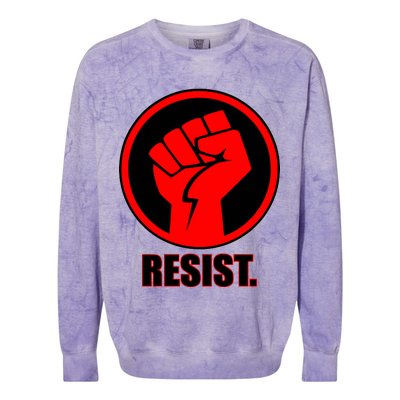 Resist Fist Circle Crest Resistance Anti Trump Colorblast Crewneck Sweatshirt