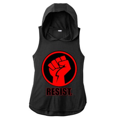 Resist Fist Circle Crest Resistance Anti Trump Ladies PosiCharge Tri-Blend Wicking Draft Hoodie Tank