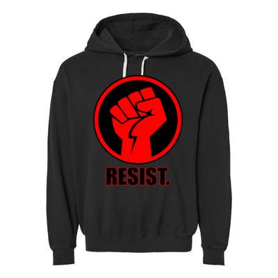 Resist Fist Circle Crest Resistance Anti Trump Garment-Dyed Fleece Hoodie