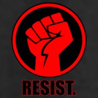 Resist Fist Circle Crest Resistance Anti Trump Garment-Dyed Heavyweight T-Shirt