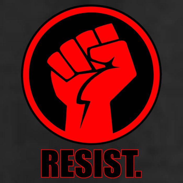Resist Fist Circle Crest Resistance Anti Trump Garment-Dyed Heavyweight T-Shirt