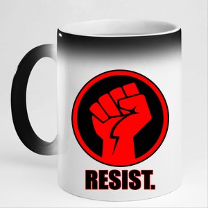 Resist Fist Circle Crest Resistance Anti Trump 11oz Black Color Changing Mug