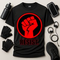 Resist Fist Circle Crest Resistance Anti Trump Cooling Performance Crew T-Shirt
