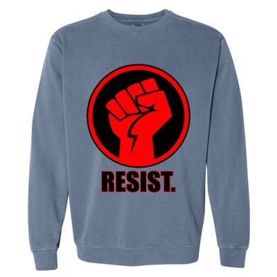 Resist Fist Circle Crest Resistance Anti Trump Garment-Dyed Sweatshirt