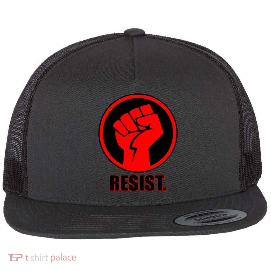 Resist Fist Circle Crest Resistance Anti Trump Flatbill Hat