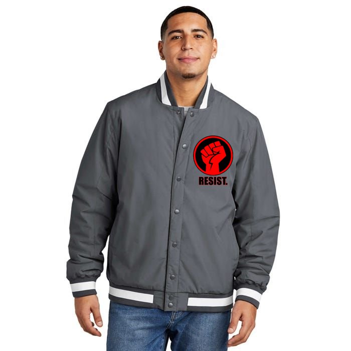 Resist Fist Circle Crest Resistance Anti Trump Insulated Varsity Jacket