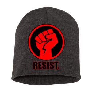 Resist Fist Circle Crest Resistance Anti Trump Short Acrylic Beanie