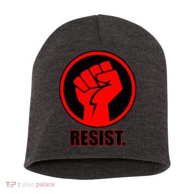 Resist Fist Circle Crest Resistance Anti Trump Short Acrylic Beanie