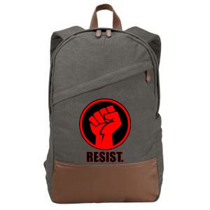 Resist Fist Circle Crest Resistance Anti Trump Cotton Canvas Backpack