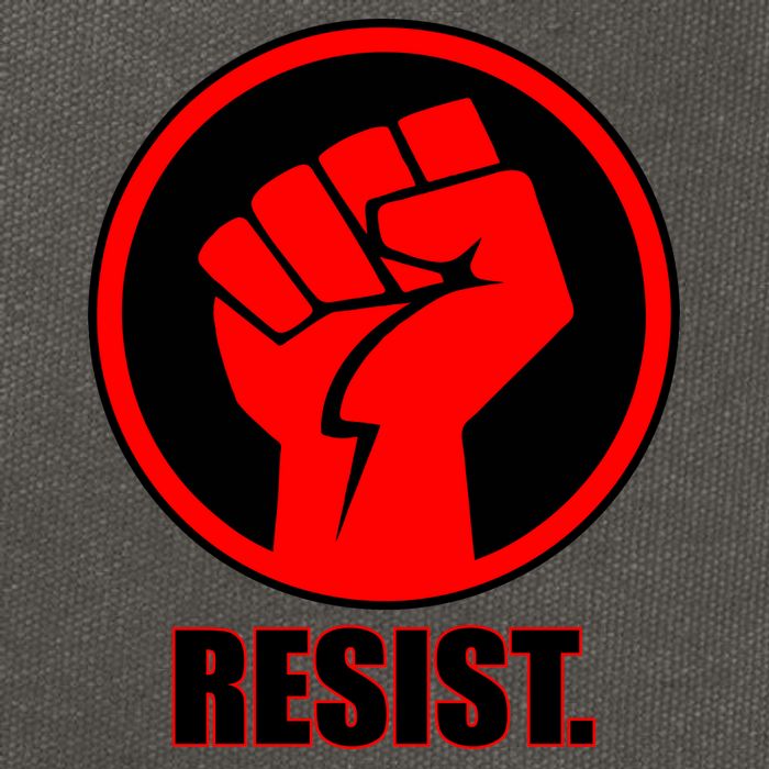 Resist Fist Circle Crest Resistance Anti Trump Cotton Canvas Backpack