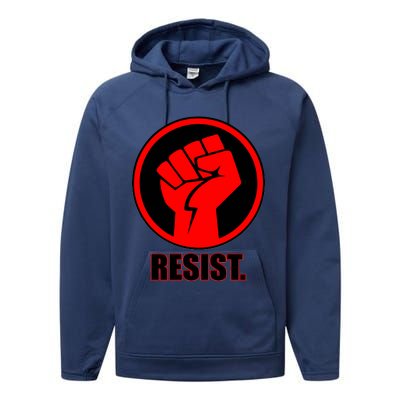 Resist Fist Circle Crest Resistance Anti Trump Performance Fleece Hoodie