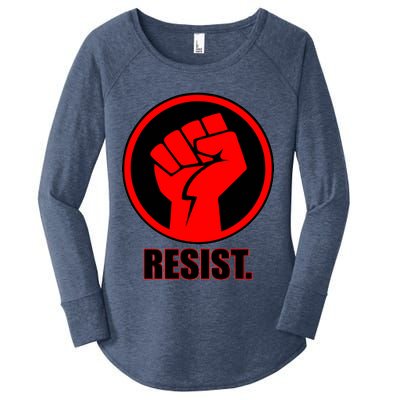 Resist Fist Circle Crest Resistance Anti Trump Women's Perfect Tri Tunic Long Sleeve Shirt