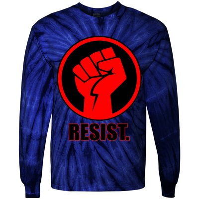 Resist Fist Circle Crest Resistance Anti Trump Tie-Dye Long Sleeve Shirt