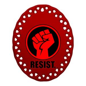 Resist Fist Circle Crest Resistance Anti Trump Ceramic Oval Ornament