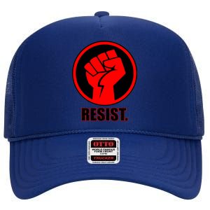 Resist Fist Circle Crest Resistance Anti Trump High Crown Mesh Back Trucker Hat