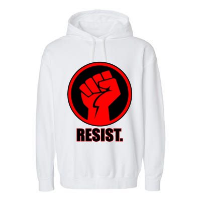 Resist Fist Circle Crest Resistance Anti Trump Garment-Dyed Fleece Hoodie